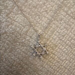 White Gold and Diamonds Star of David Necklace